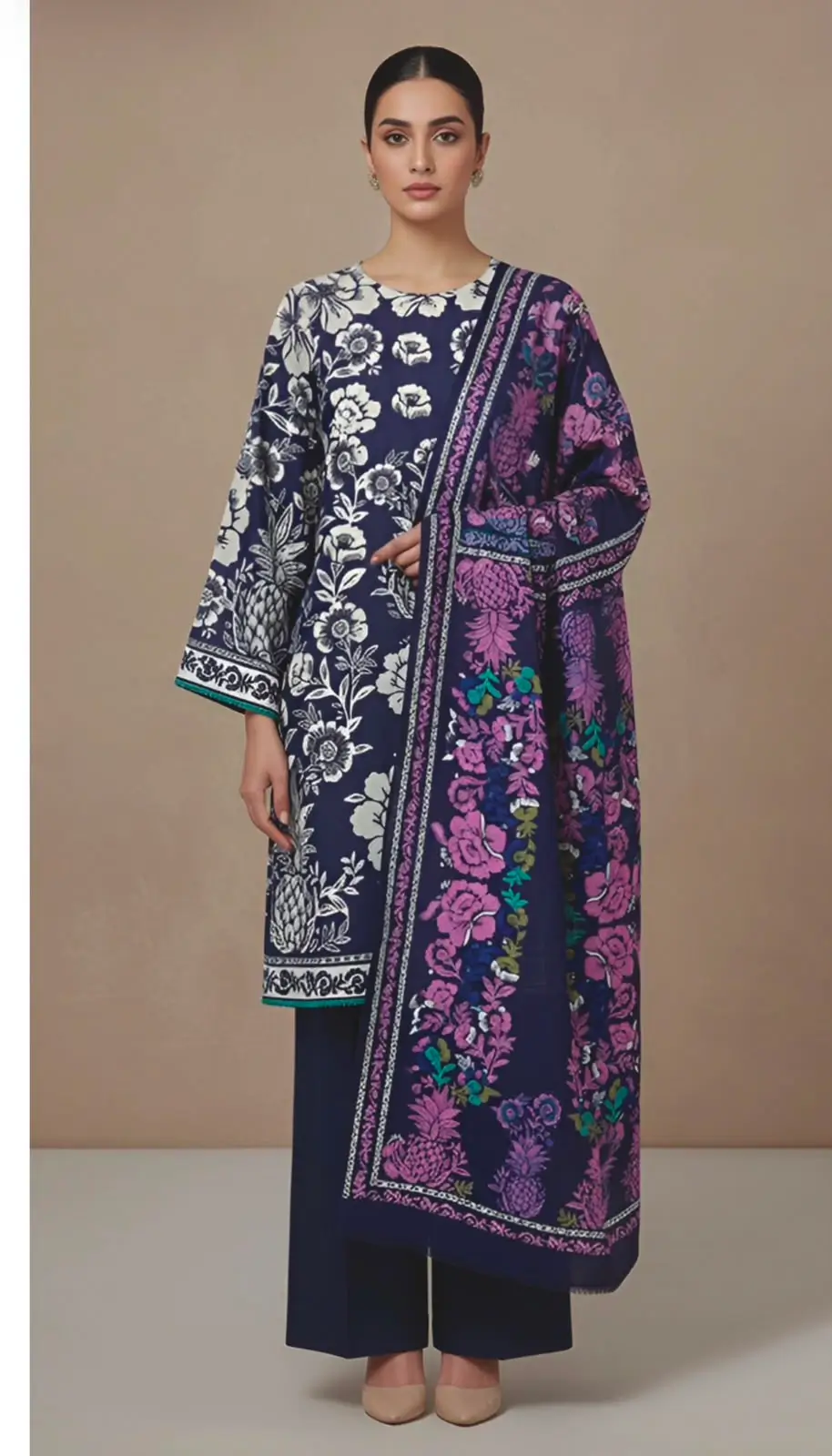 Elegant Floral Printed 2-Piece Women's Suit
