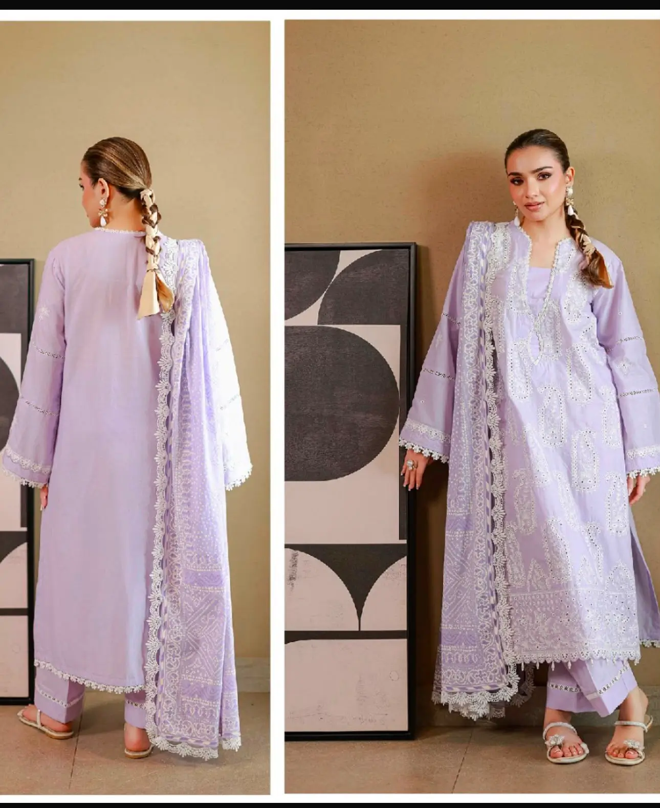 Lavender Embroidered Unstitched 3-Piece Lawn Suit